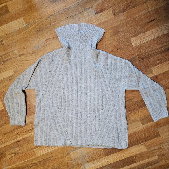 Peruvian Connection Alpaca Blend Cowl Neck Sweater Cream Beige Rib Knit Womens L - Picture 4 of 10